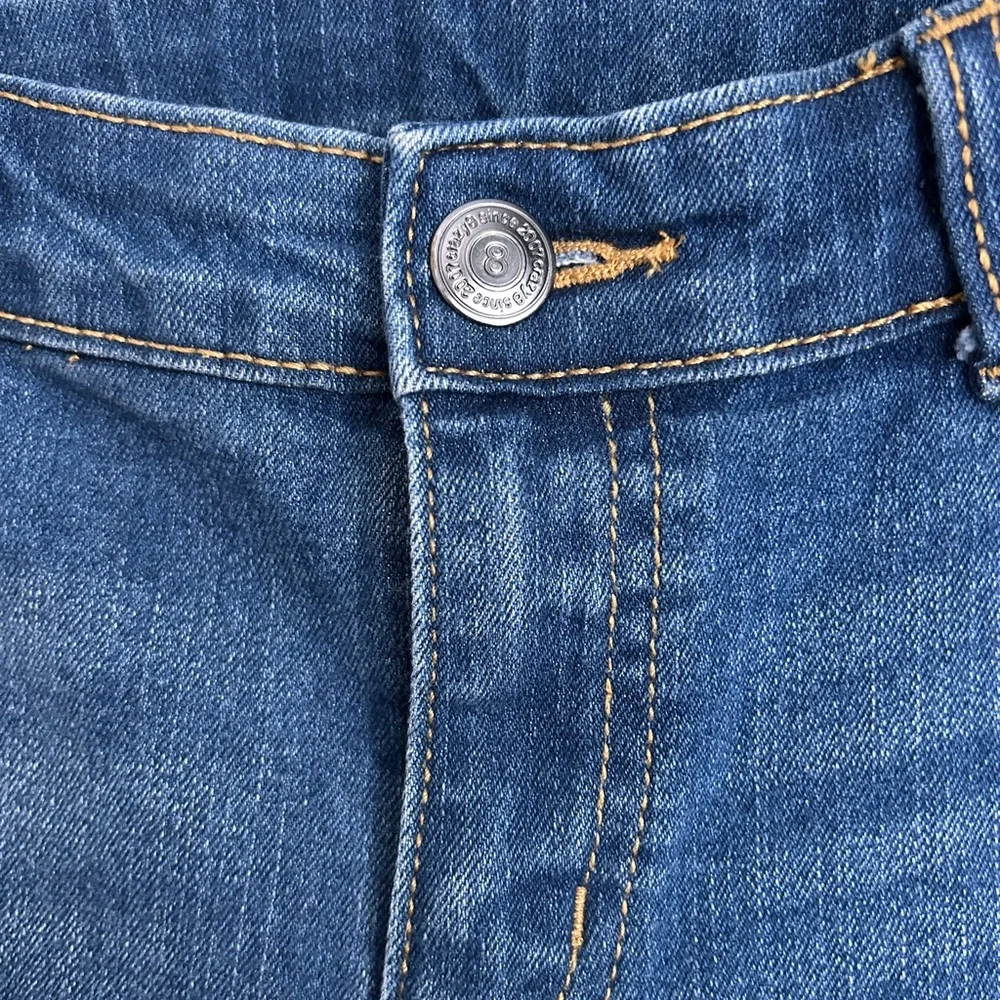 Crazy 8 Blue Denim Bermuda Shorts Frayed Raw Edge Size 14